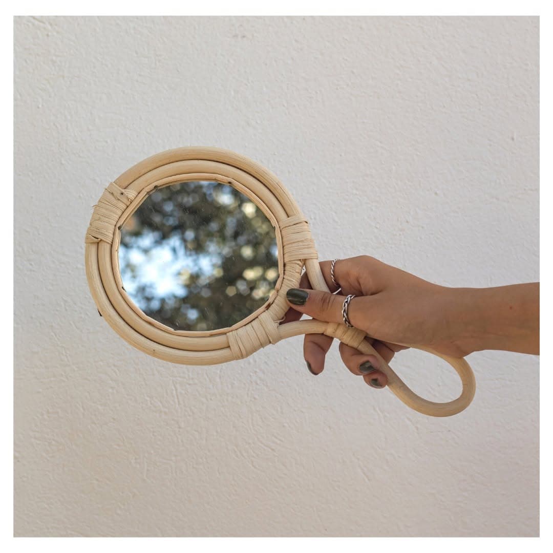 Rattan Pocket Mirror